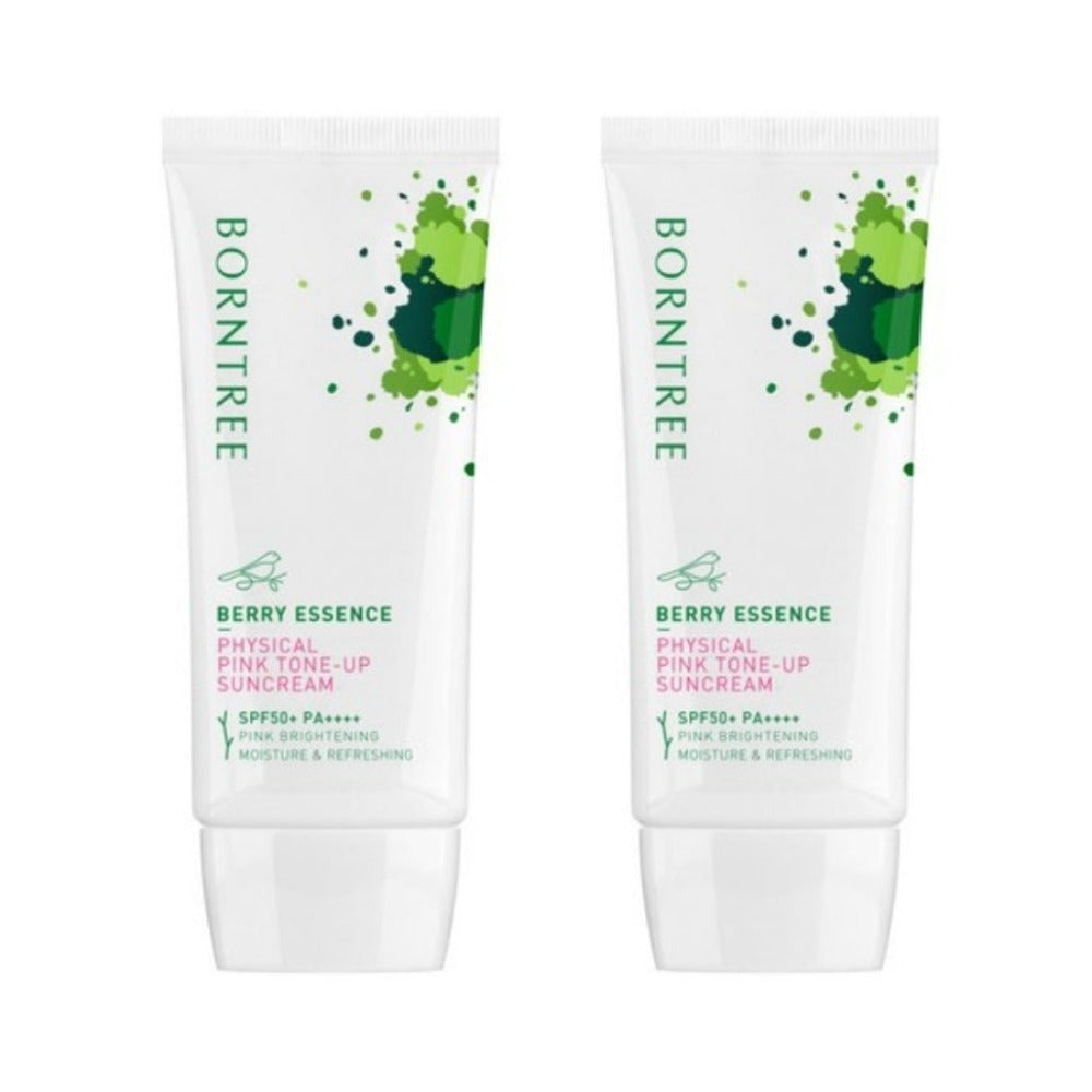 Borntree Berry Essence Physical Pink Tone-up Suncream SPF50+ PA++++ 50ml*2Pcs