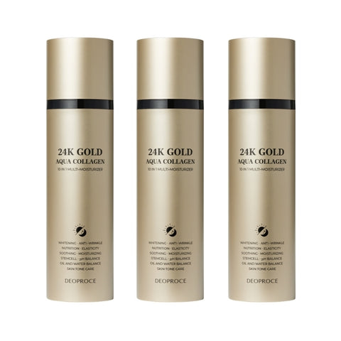 Deoproce 24K Gold Aqua Collagen 10 in 1 Multi Moisturizer 200ml*3Pcs
