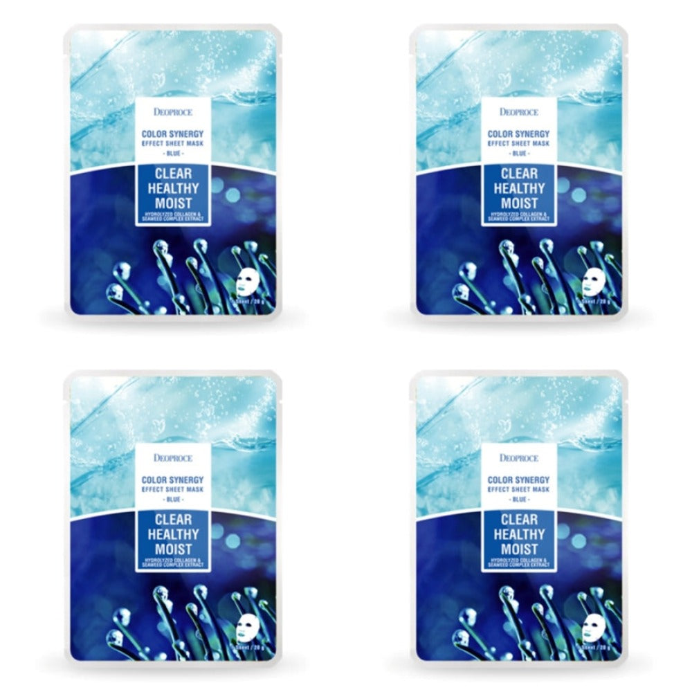 Deoproce Color Synergy Effect Sheet Mask Blue Hydrolyzed Collagen and Seaweed Complex Extract 20g*20ea