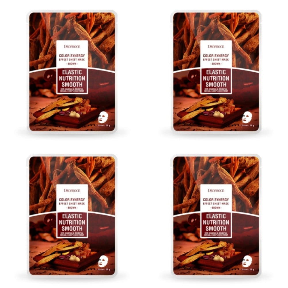 Deoproce Color Synergy Effect Sheet Mask Brown Red Ginseng and Oriental Herbal Complex Extract 20g*20ea
