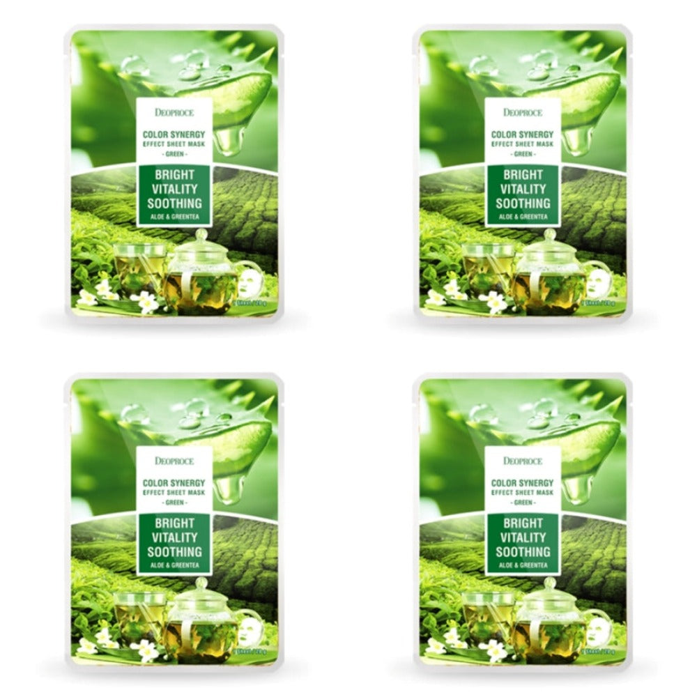 Deoproce Color Synergy Effect Sheet Mask Green Aloe and Green Tea 20g*20ea