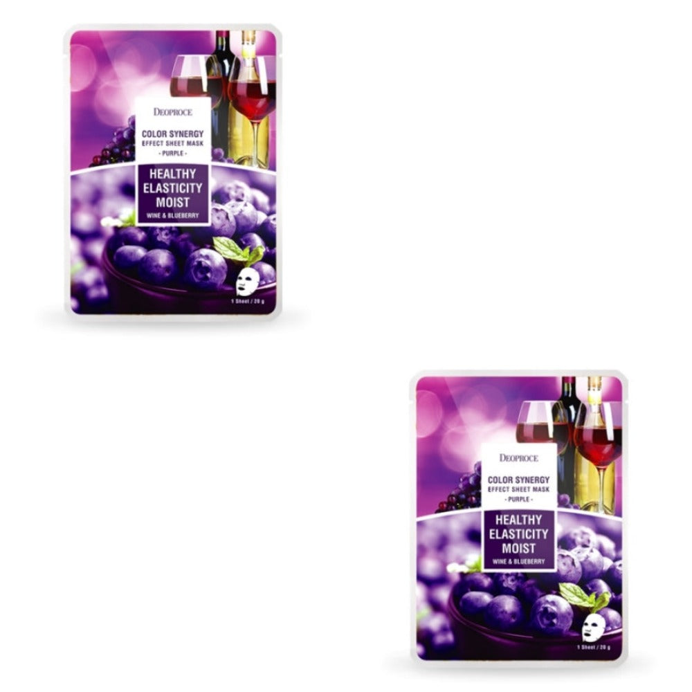 Deoproce Color Synergy Effect Sheet Mask Purple Wine and Blueberry 20g*10ea