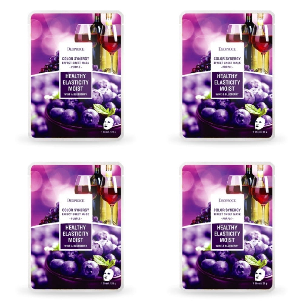 Deoproce Color Synergy Effect Sheet Mask Purple Wine and Blueberry 20g*20ea
