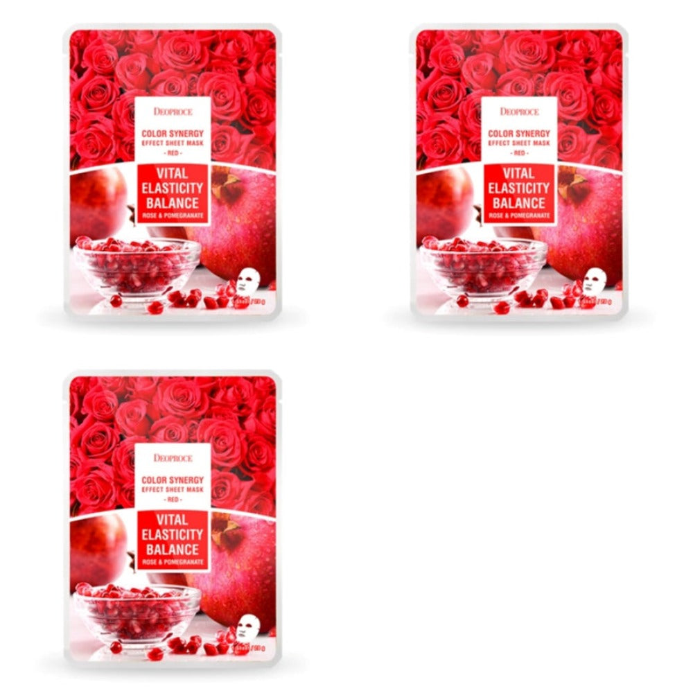 Deoproce Color Synergy Effect Sheet Mask Red Rose and Pomegranate 20g*15ea