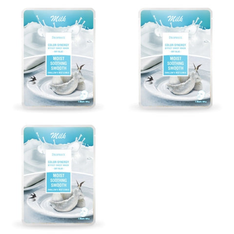 Deoproce Color Synergy Effect Sheet Mask Sky Blue Swallow's Nest and Milk 20g*15ea