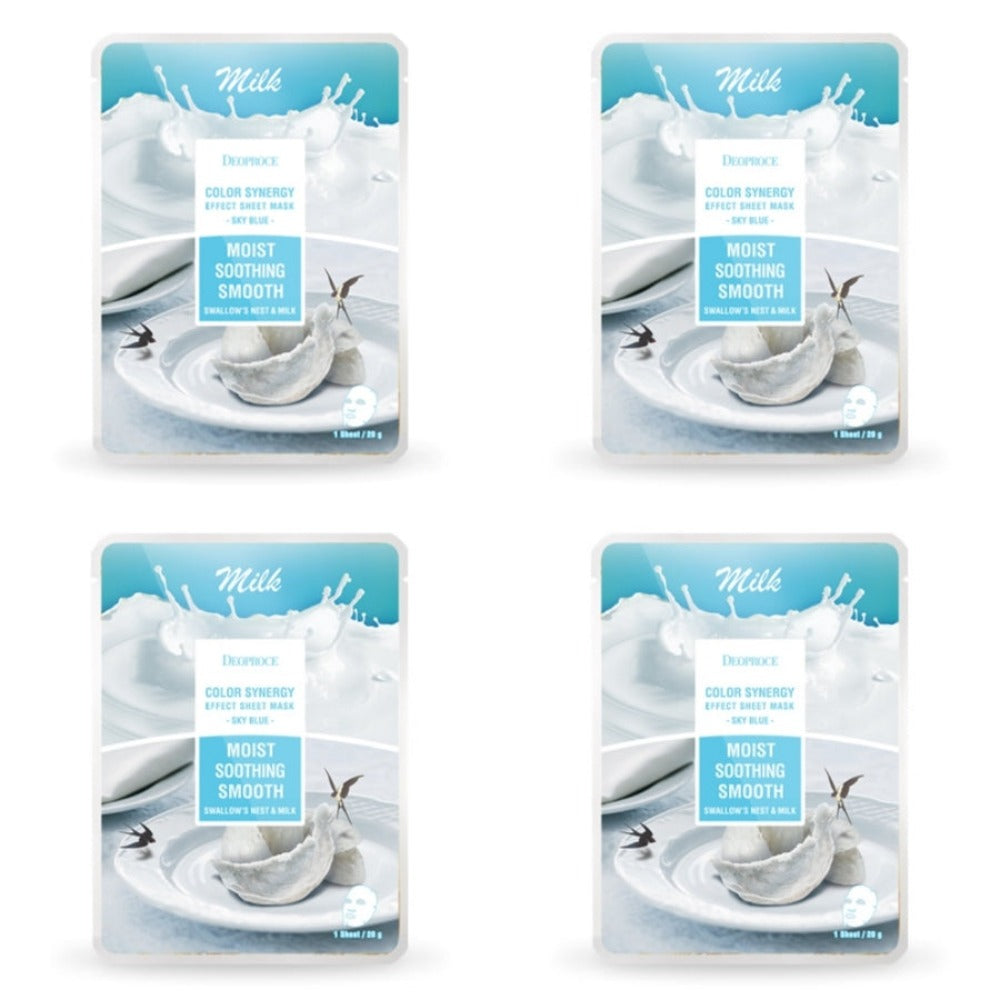 Deoproce Color Synergy Effect Sheet Mask Sky Blue Swallow's Nest and Milk 20g*20ea