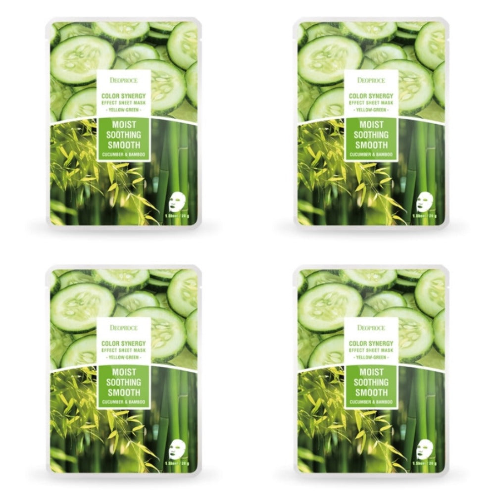 Deoproce Color Synergy Effect Sheet Mask Yellow Green Cucumber and Bamboo 20g*20ea