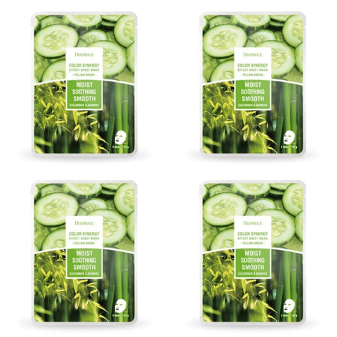 Deoproce Color Synergy Effect Sheet Mask Yellow Green Cucumber and Bamboo 20g*20ea