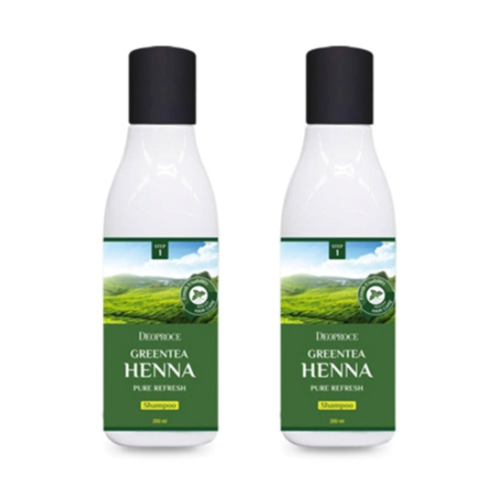 Deoproce Green Tea Henna Pure Refresh Shampoo 200ml*2Pcs
