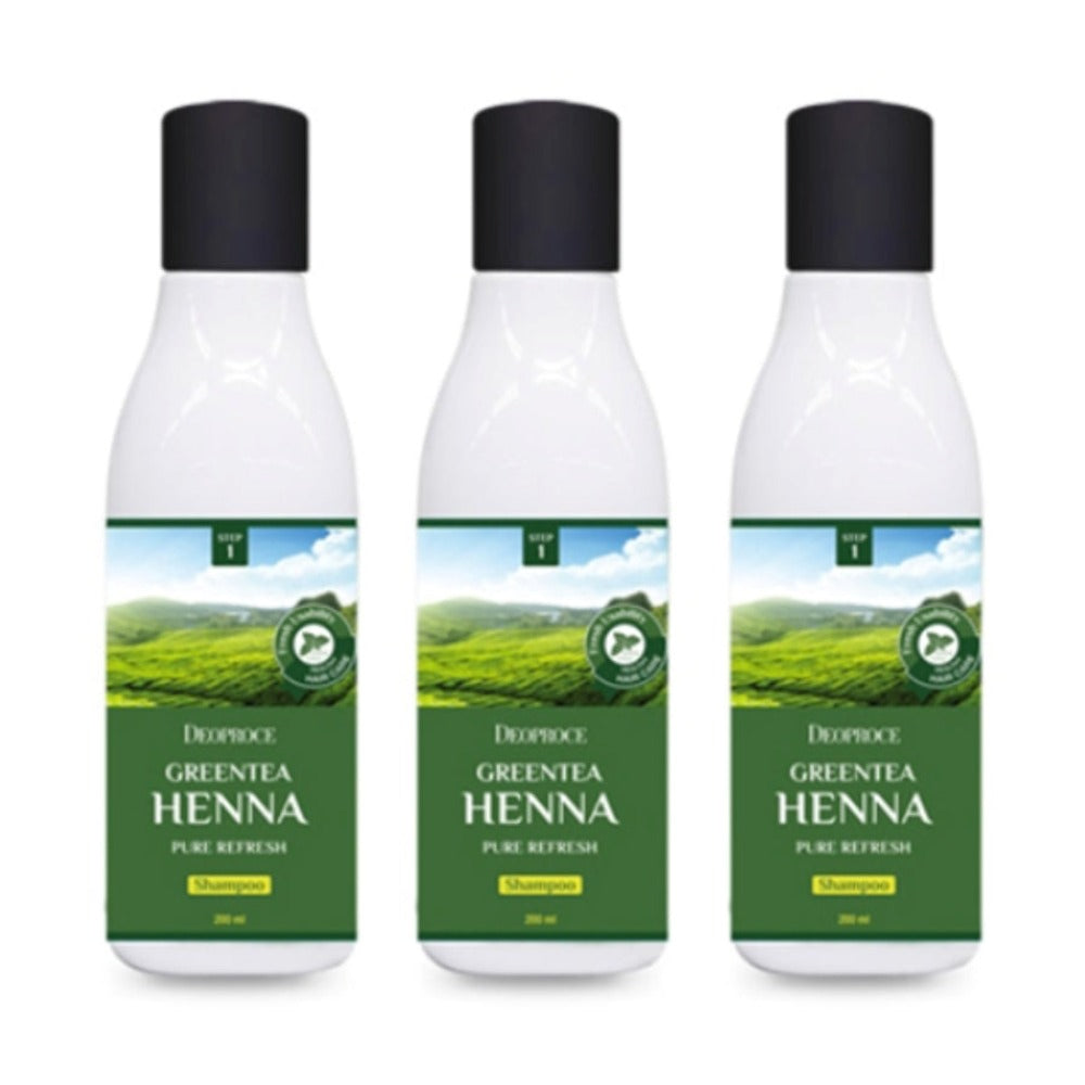 Deoproce Green Tea Henna Pure Refresh Shampoo 200ml*3Pcs