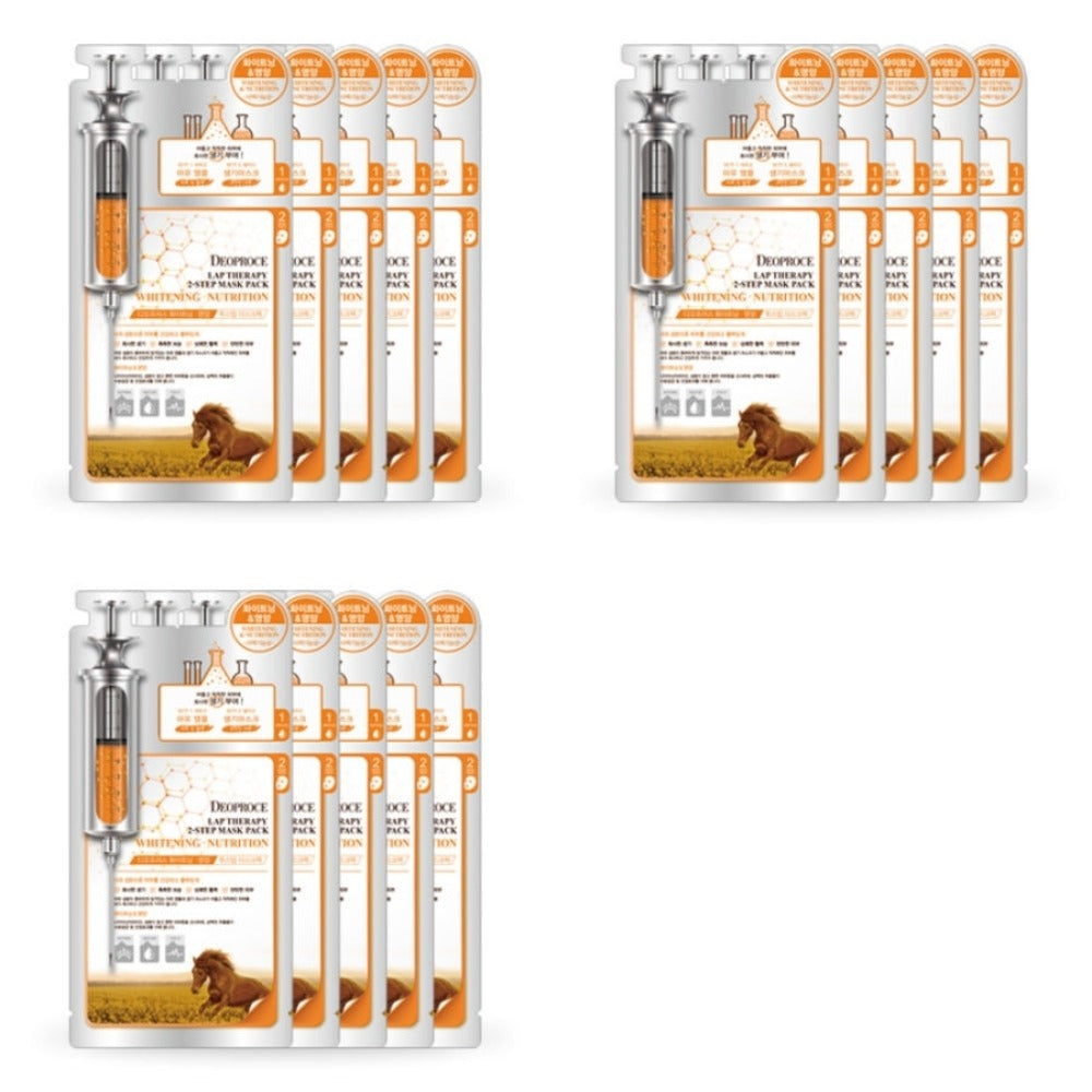 Deoproce Lab Therapy 2 Step Mask Pack Horse Oil Whitening & Nutrition 25ml*15ea