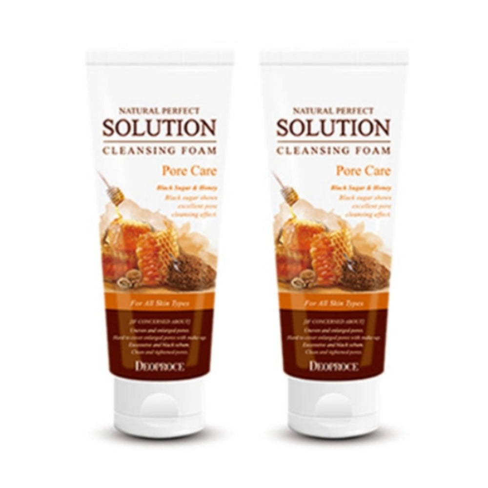Deoproce Natural Perfect Solution Cleansing Foam Black Sugar and Honey 170g*2Pcs