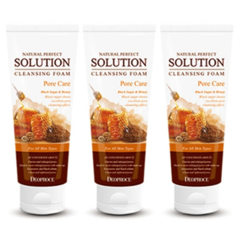 Deoproce Natural Perfect Solution Cleansing Foam Black Sugar and Honey 170g*3Pcs