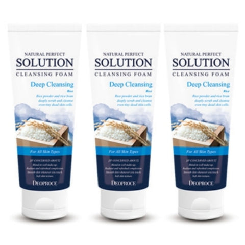 Deoproce Natural Perfect Solution Cleansing Foam Rice 170g*3Pcs