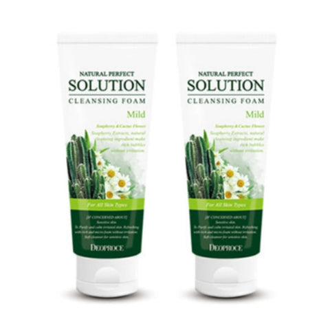 Deoproce Natural Perfect Solution Cleansing Foam Soapberry Cactus Flower 170g*2Pcs