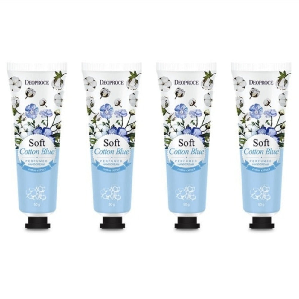 Deoproce Perfumed Hand Cream Soft Cotton Blue 50g*4Pcs