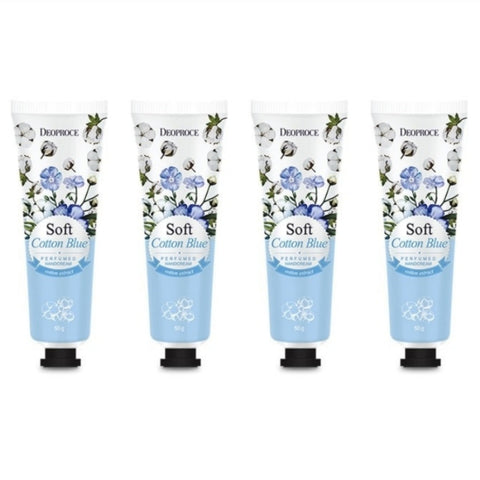 Deoproce Perfumed Hand Cream Soft Cotton Blue 50g*4Pcs