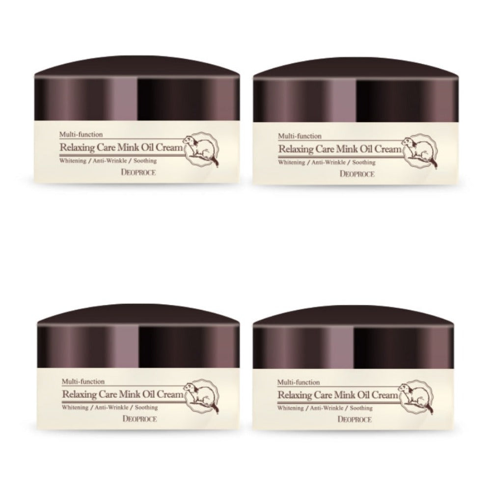 Deoproce Relaxing Care Mink Oil Cream 100g*4Pcs