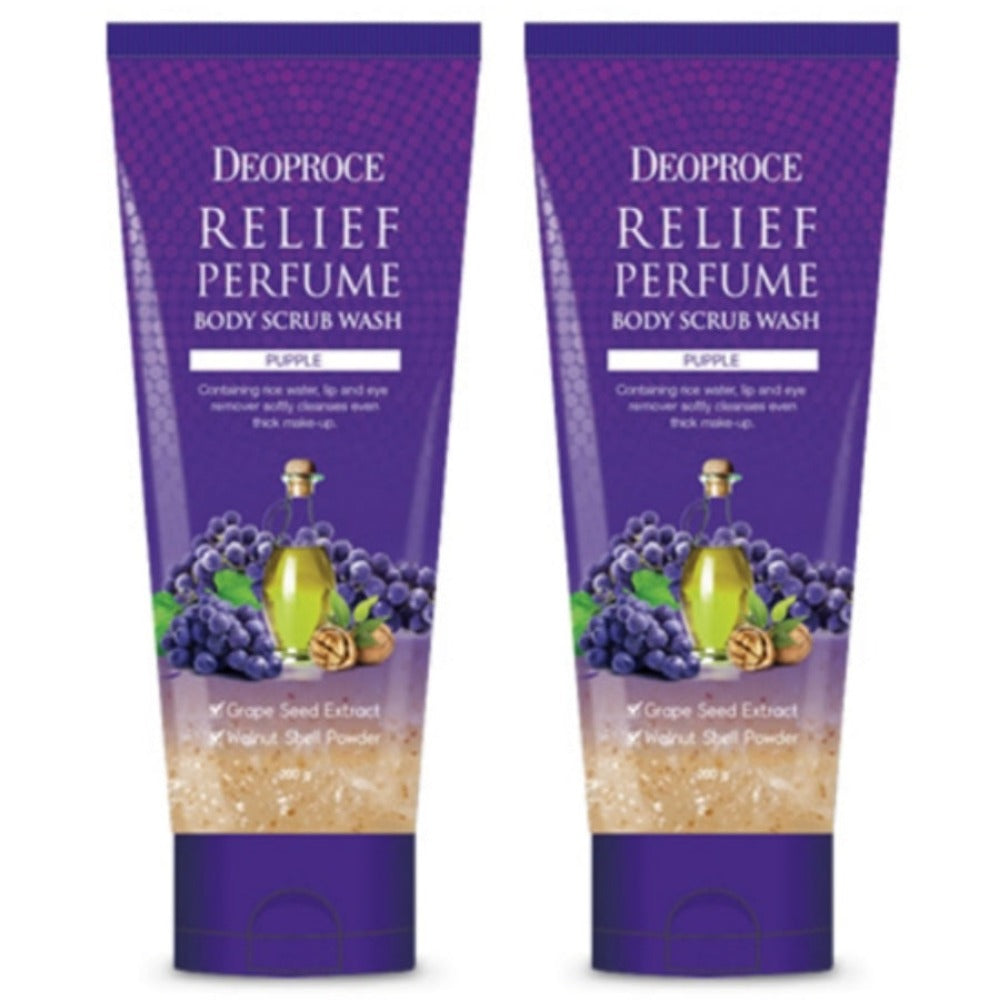 Deoproce Relief Perfume Body Scrub Wash Purple 200g*2Pcs