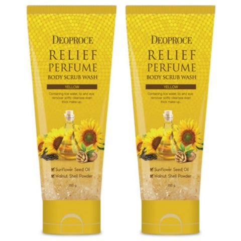 Deoproce Relief Perfume Body Scrub Wash Yellow 200g*2Pcs