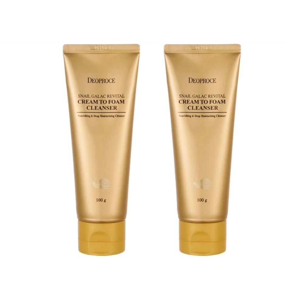 Deoproce Snail Galac Revital Cream to Foam Cleanser 100g*2Pcs
