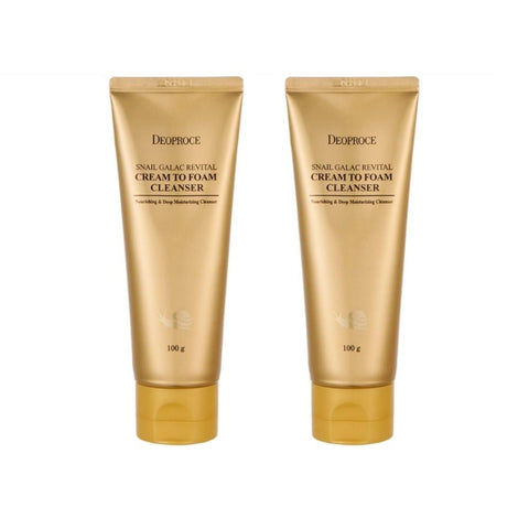 Deoproce Snail Galac Revital Cream to Foam Cleanser 100g*2Pcs