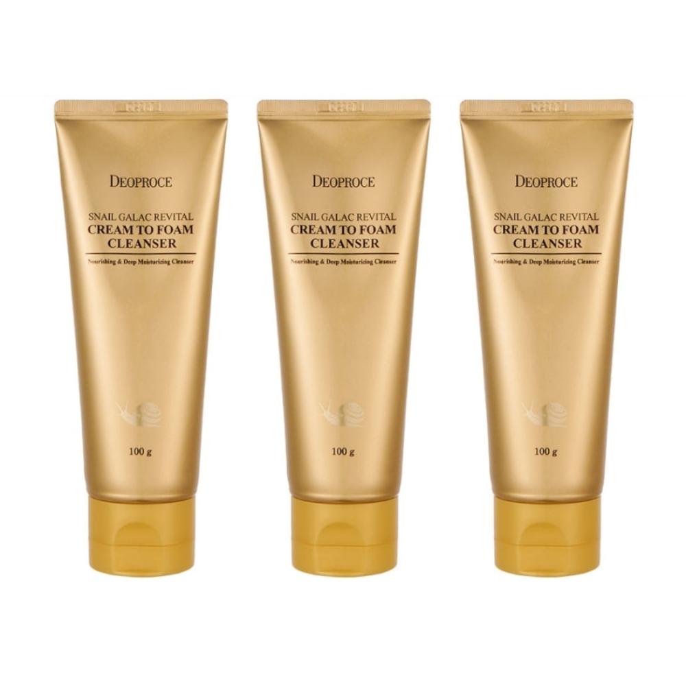 Deoproce Snail Galac Revital Cream to Foam Cleanser 100g*3Pcs