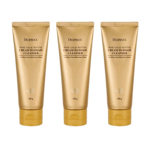 Deoproce Snail Galac Revital Cream to Foam Cleanser 100g*3Pcs