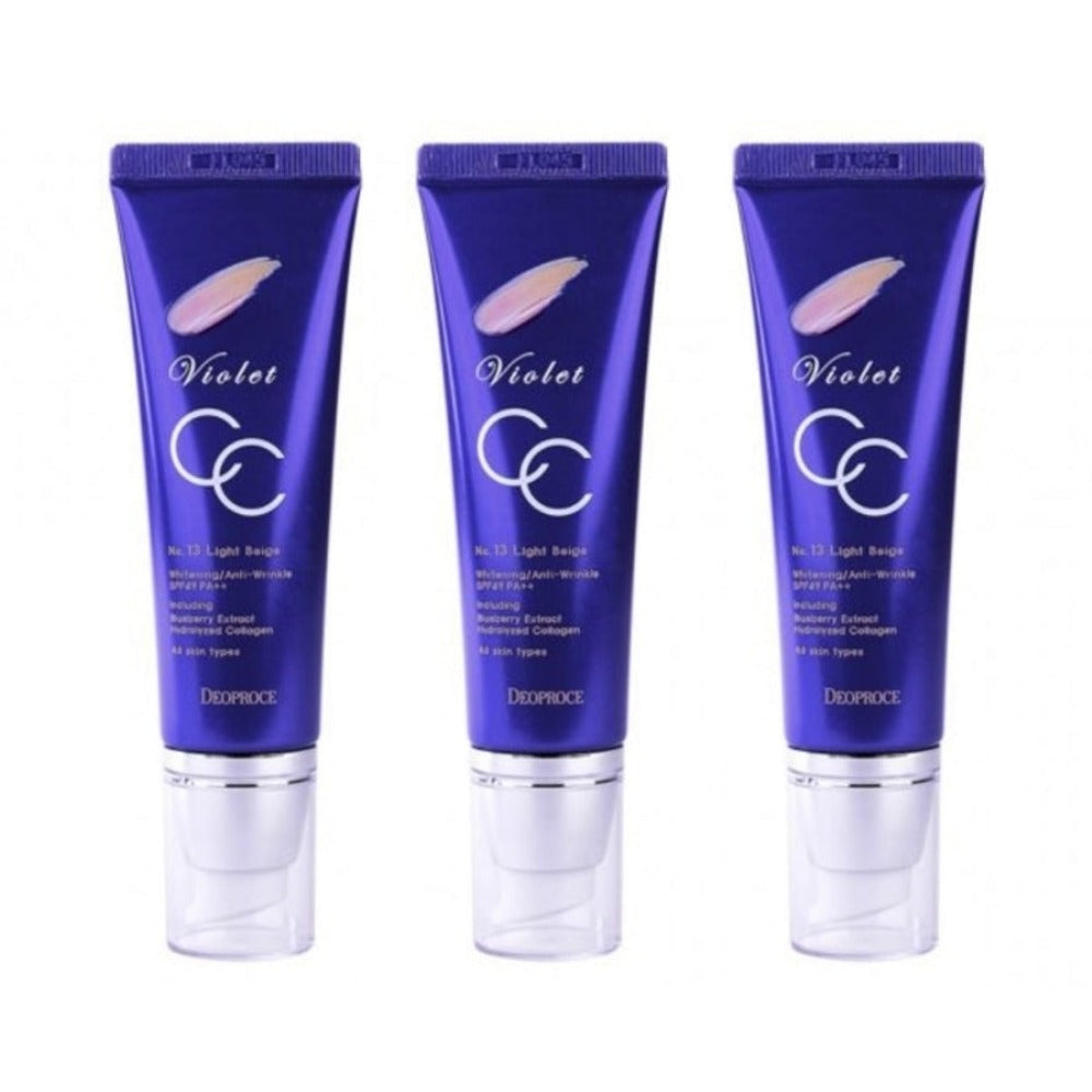 Deoproce Violet CC Cream No.13 Light Beige SPF50+ PA+++ 50g*3Pcs