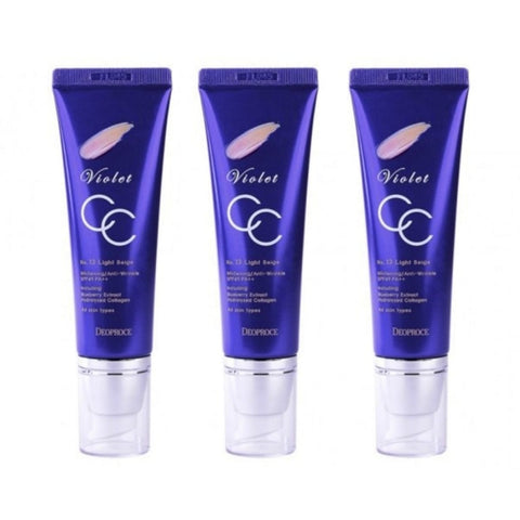 Deoproce Violet CC Cream No.13 Light Beige SPF50+ PA+++ 50g*3Pcs
