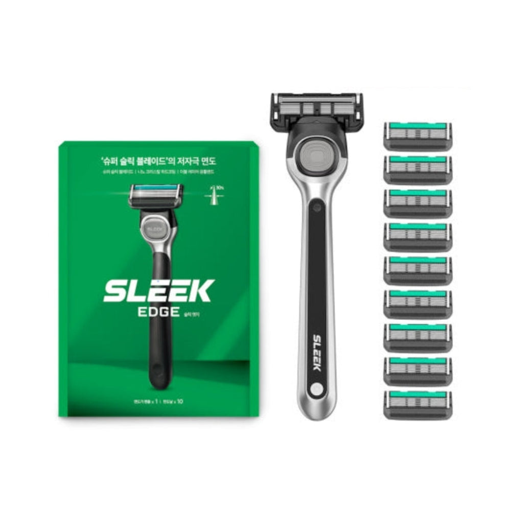 Dorco Sleek Edge Shaving Razor 1 Handle + 10 Cartridges Set