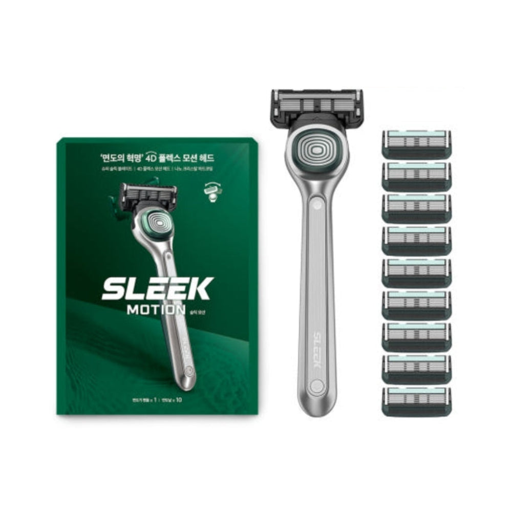 Dorco Sleek Motion Shaving Razor 1 Handle + 10 Cartridges Set
