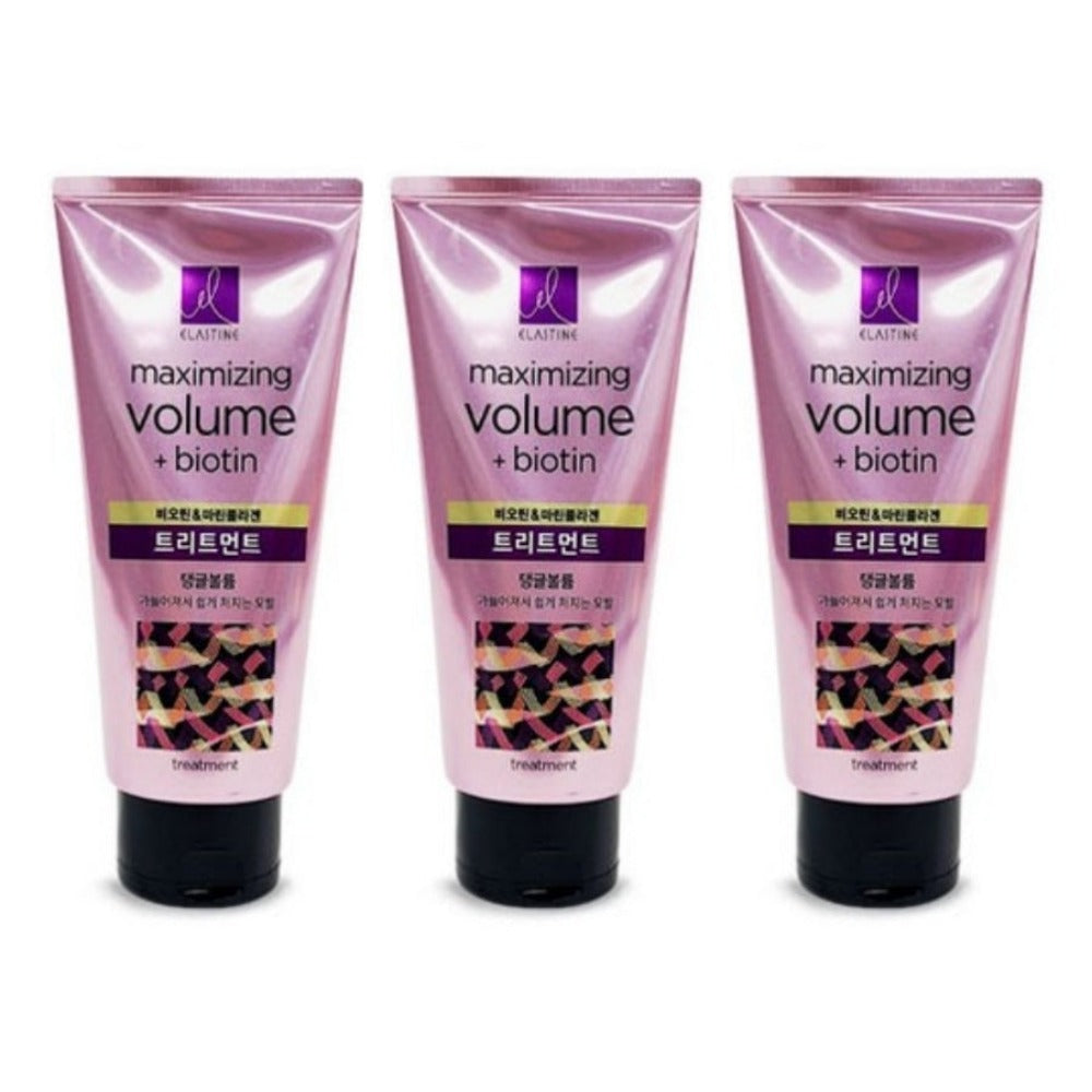 Elastine Maximizing Volume Biotin & Marine Collagen Hair Treatment 300ml*3Pcs
