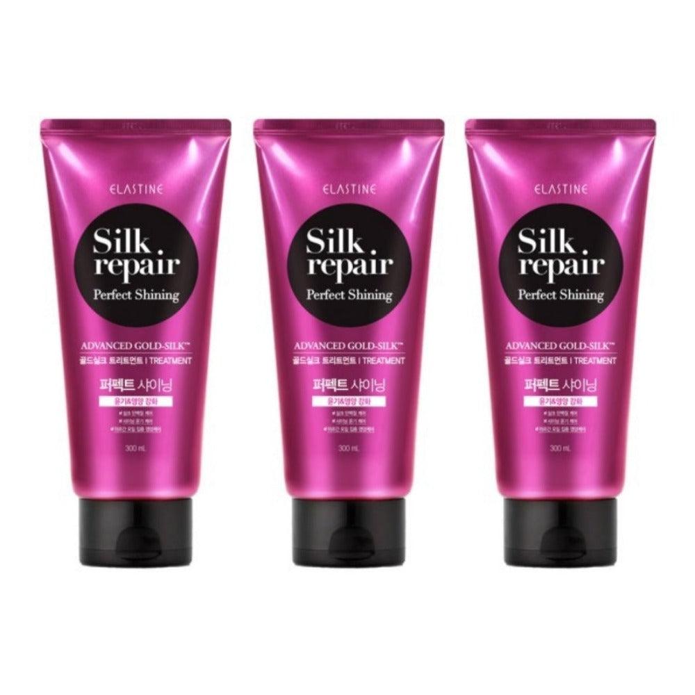 Elastine Silk Repair Perfect Shining Gold Silk Hair Treatment 300ml*3Pcs