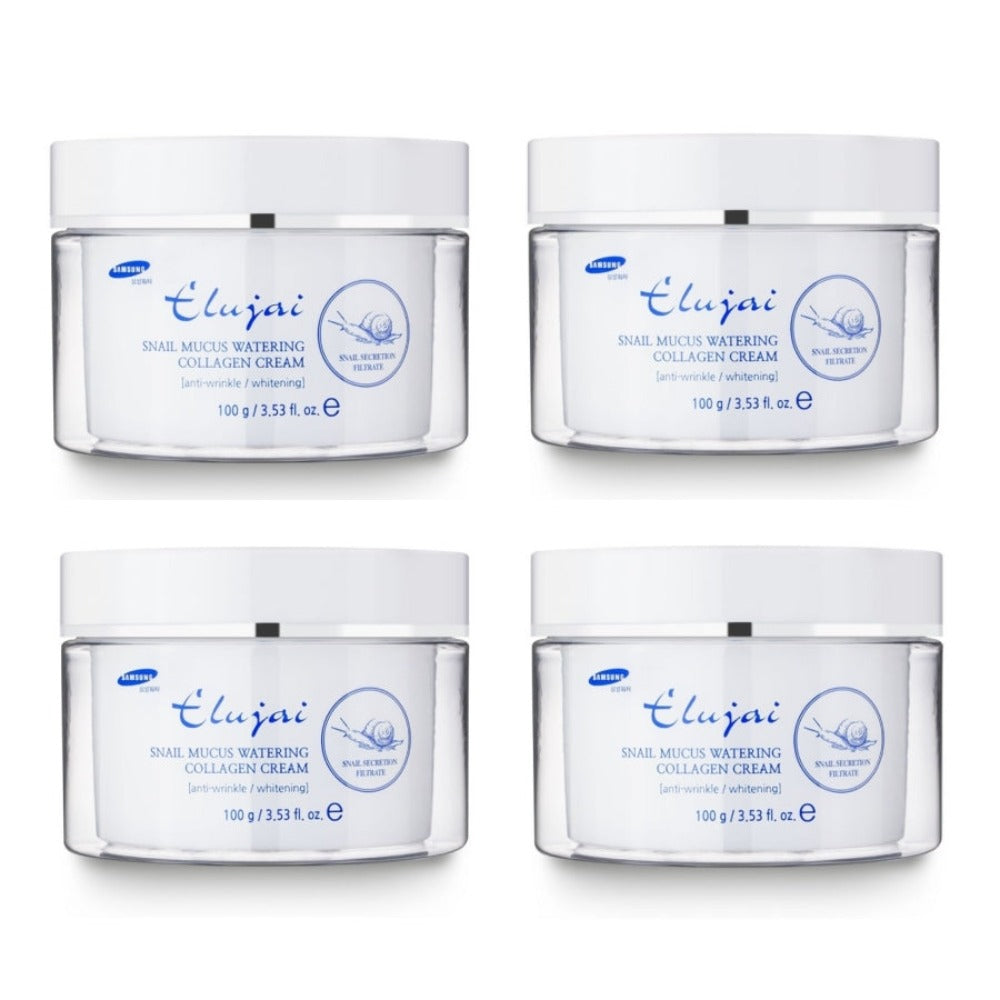 Elujai Snail Mucus Watering Collagen Cream 100g*4Pcs