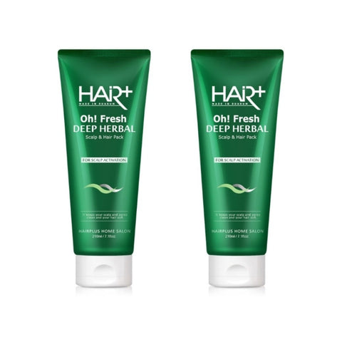 Hair Plus Oh Fresh Deep Herbal Scalp & Hair Pack 210ml*2Pcs