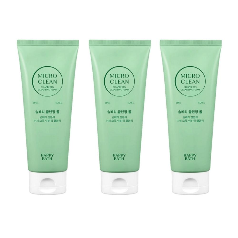 Happy Bath Micro Clean Soapberry Cleansing Foam 150g*3Pcs