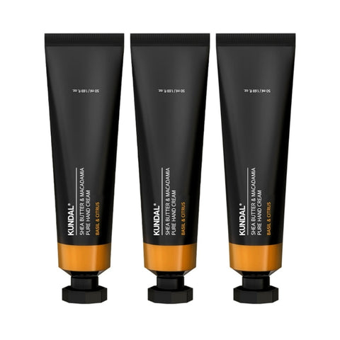 Kundal Shea Butter & Macadamia Pure Hand Cream Basil & Citrus 50ml*3Pcs