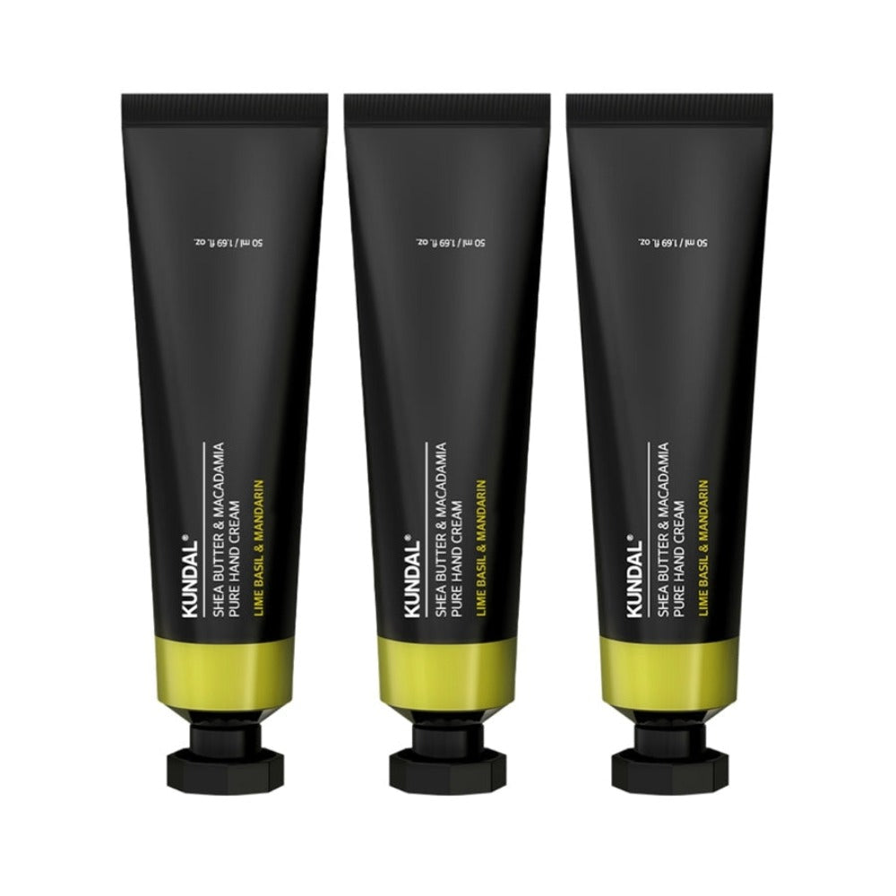 Kundal Shea Butter & Macadamia Pure Hand Cream Lime Basil & Mandarin 50ml*3Pcs