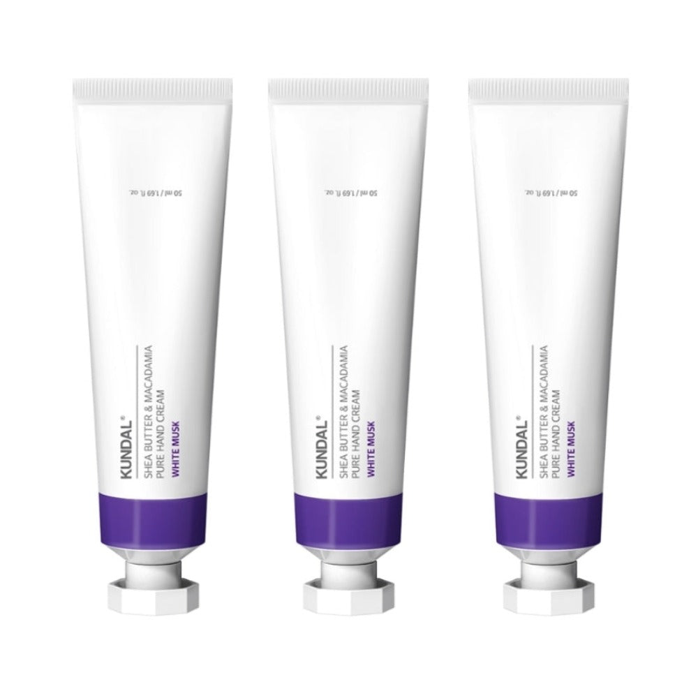 Kundal Shea Butter & Macadamia Pure Hand Cream White Musk 50ml*3Pcs