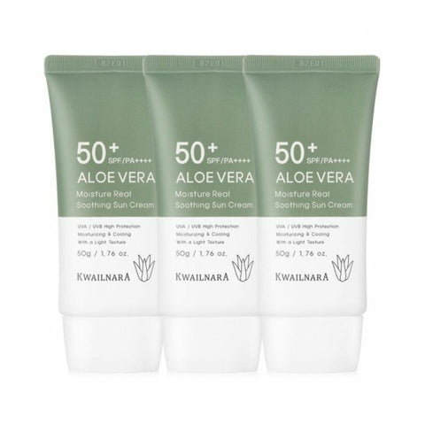 Kwailnara Aloe Vera Moisture Real Soothing Sun Cream SPF50+ PA++++ 50g*3Pcs