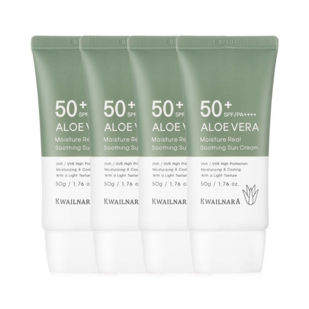 Kwailnara Aloe Vera Moisture Real Soothing Sun Cream SPF50+ PA++++ 50g*4Pcs