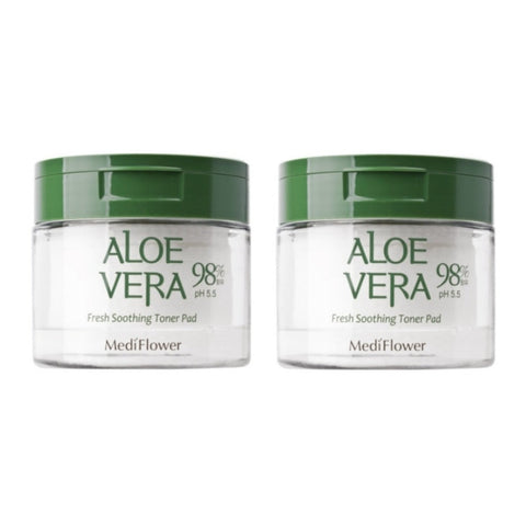 Medi Flower Aloe Vera Fresh Soothing Toner Pad 60ea 180ml*2Pcs