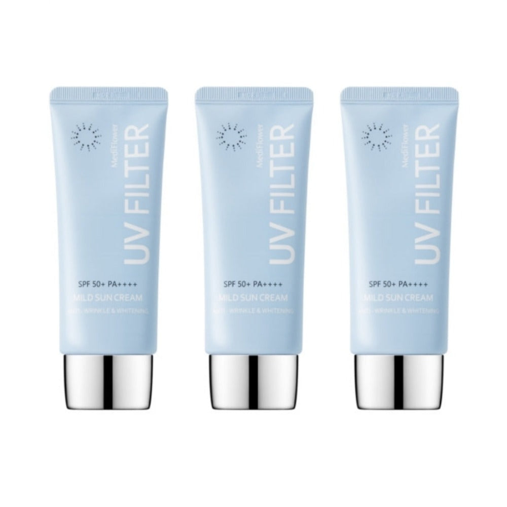 Medi Flower UV Filter Mild Sun Cream SPF50+ PA++++ 50ml*3Pcs