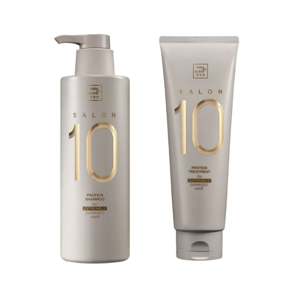 Mise En Scene Salon 10 Protein Shampoo and Treatment Set for Extremely Damaged Hair