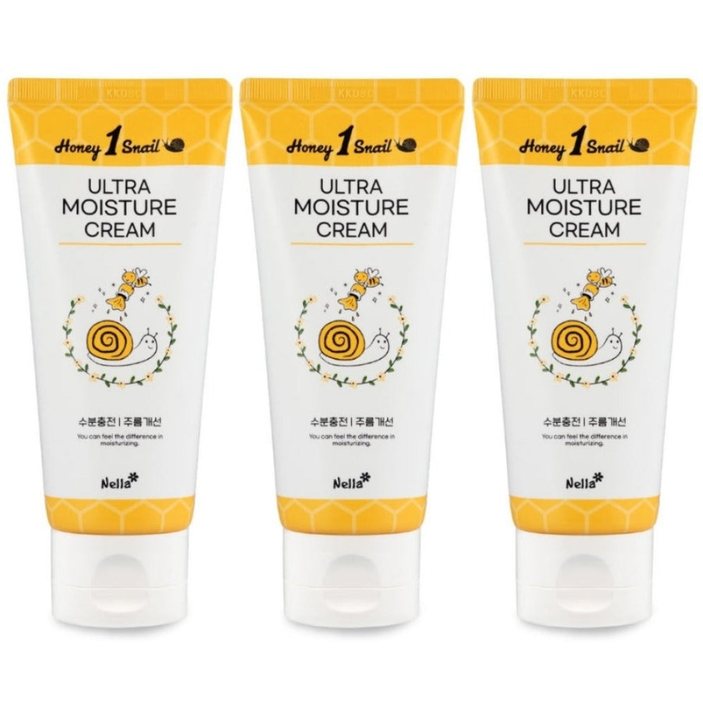Nella Honey 1 Snail Ultra Moisture Cream Tube Type 100g*3Pcs