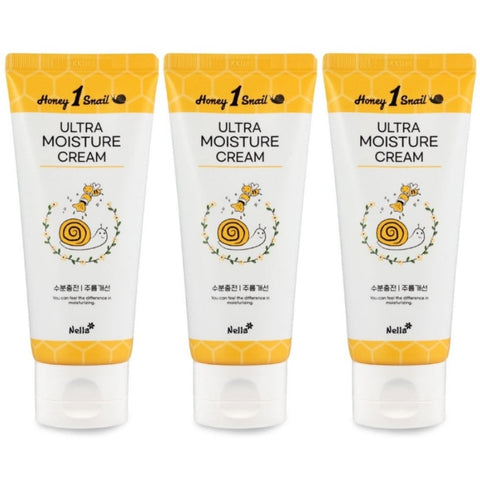 Nella Honey 1 Snail Ultra Moisture Cream Tube Type 100g*3Pcs