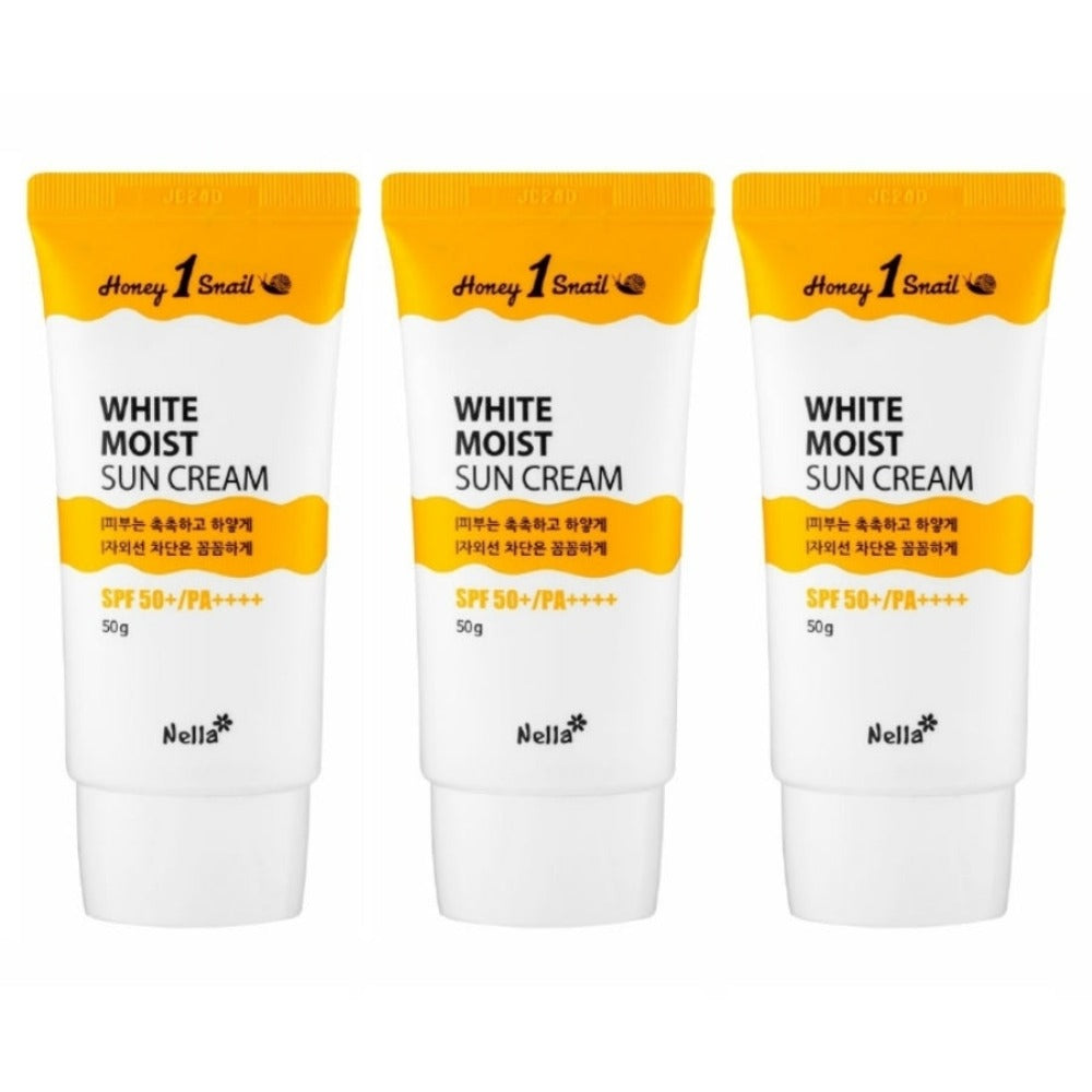 Nella Honey 1 Snail White Moist Sun Cream SPF50+ PA++++ 50g*3Pcs