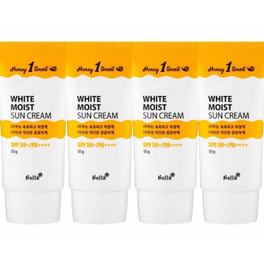 Nella Honey 1 Snail White Moist Sun Cream SPF50+ PA++++ 50g*4Pcs