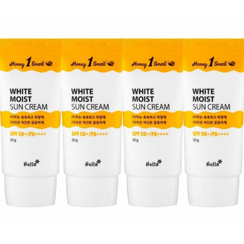 Nella Honey 1 Snail White Moist Sun Cream SPF50+ PA++++ 50g*4Pcs